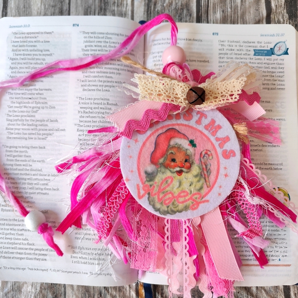 Pink Santa Bible Tassel Bookmark